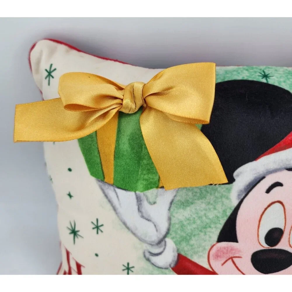 Disney Parks Mickey Mouse Happy Holidays Christmas Square Pillow‎ 11 x 11 Retro
